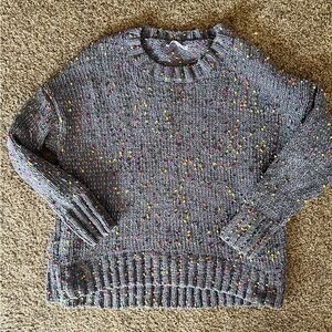Seven7 Sweater Womens Size large  Gray Rainbow Spots Crew Neck Stretchy Soft